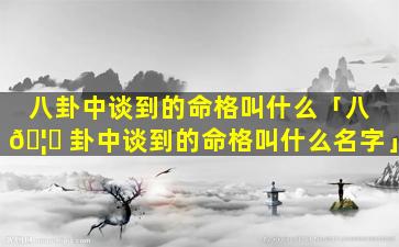 八卦中谈到的命格叫什么「八 🦅 卦中谈到的命格叫什么名字」